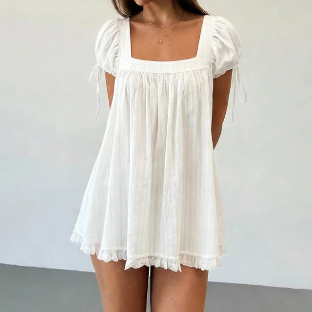 Women’s Square Neck Ruffled Mini Dress