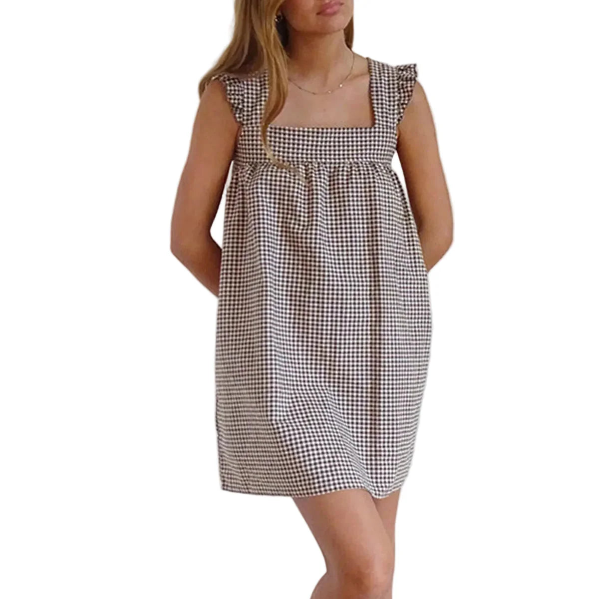 Women’s Square Neck Plaid Sundress