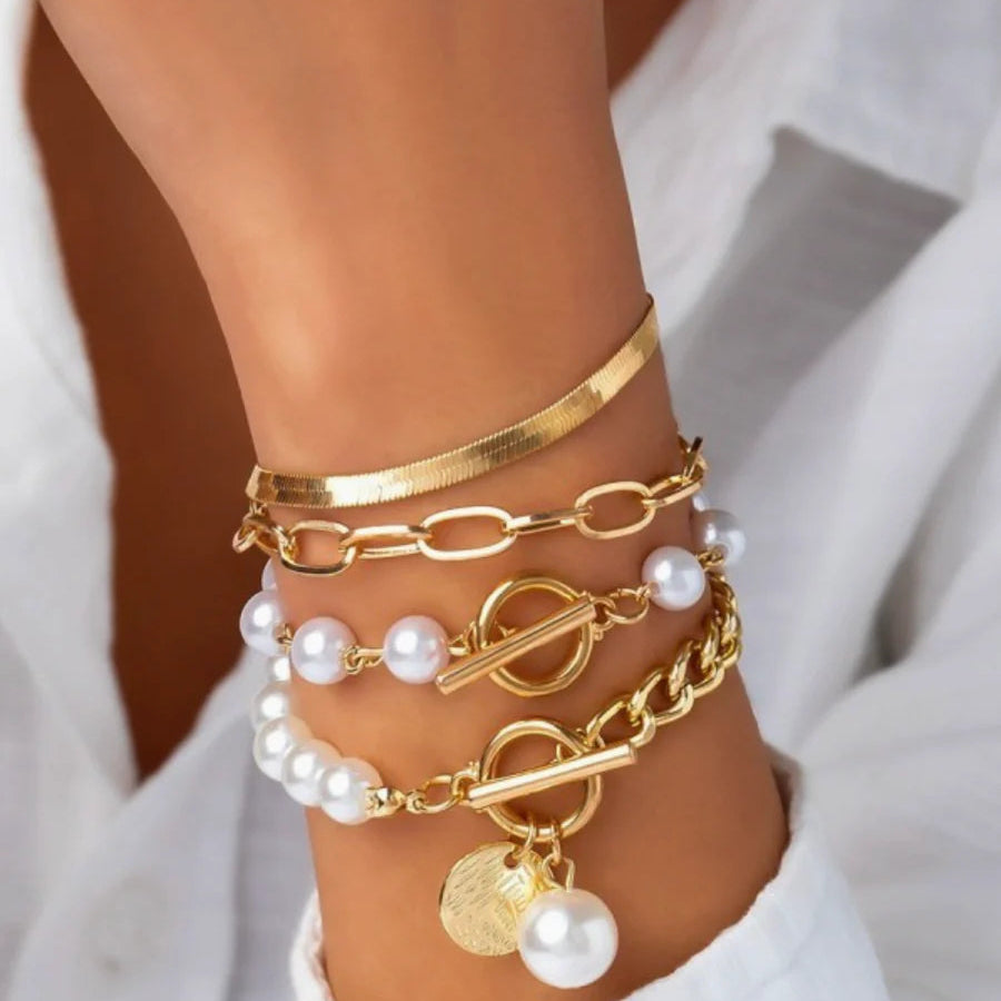 Golden Coast Layered Pearl Bracelet Set