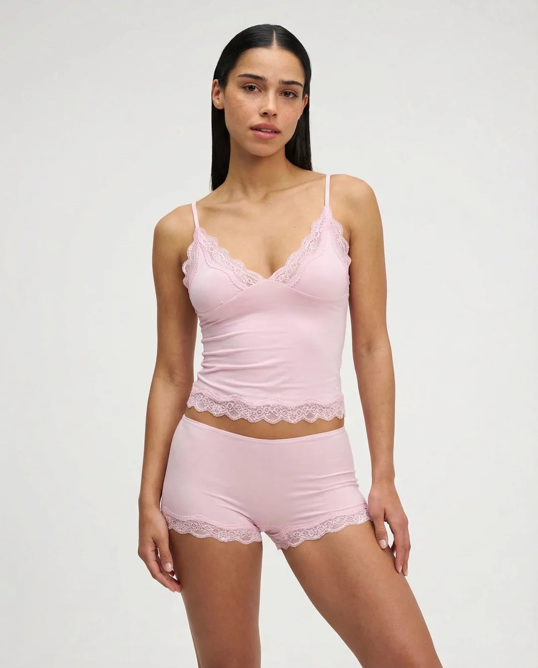 Lace Trim Cami &amp; Shorts Set