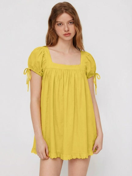 Women’s Square Neck Ruffled Mini Dress