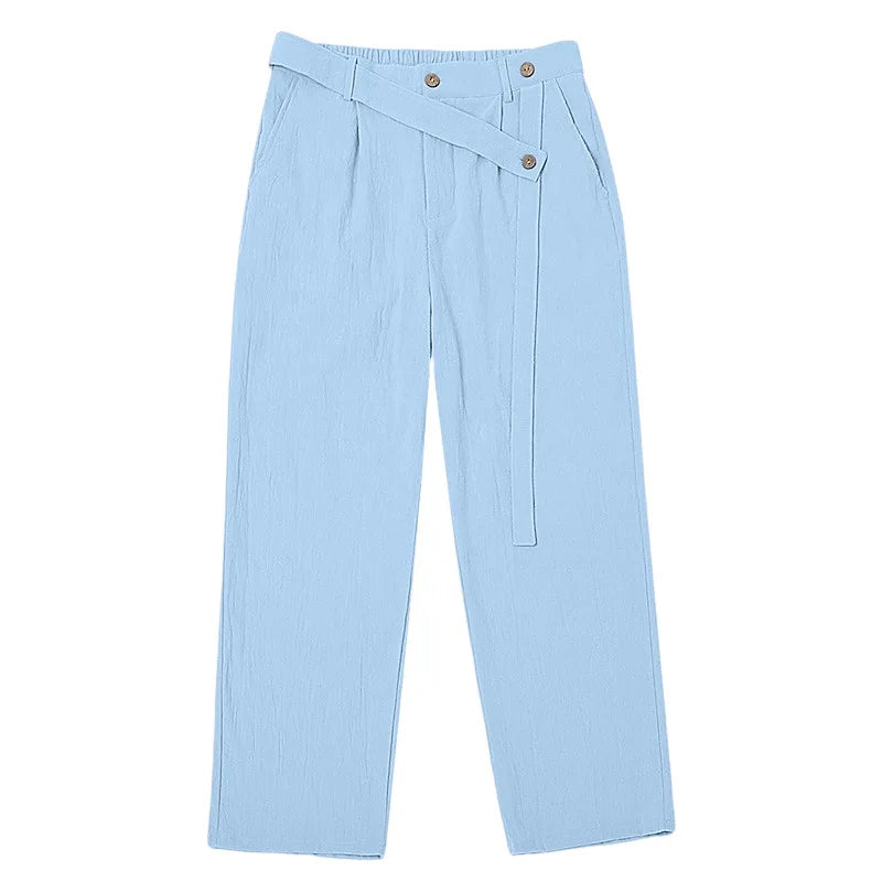 Belted Wrap Waist Wide Leg Trousers