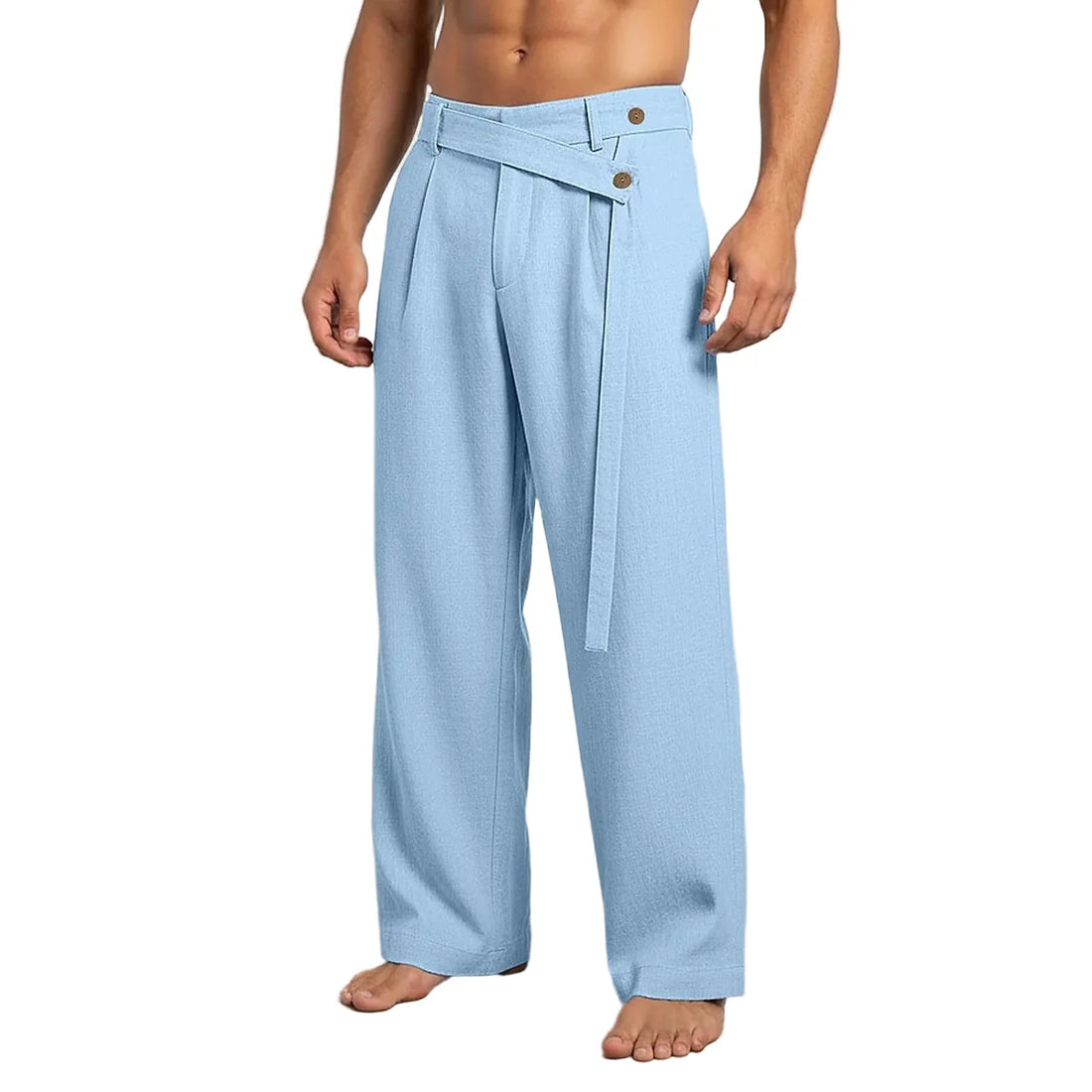 Belted Wrap Waist Wide Leg Trousers