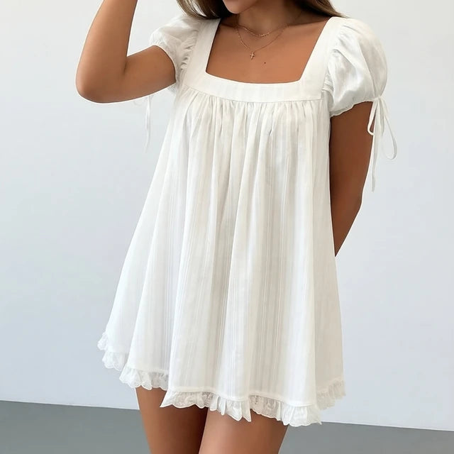 Women’s Square Neck Ruffled Mini Dress