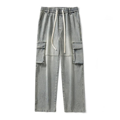 Baggy Cargo Denim Pants With Drawstring