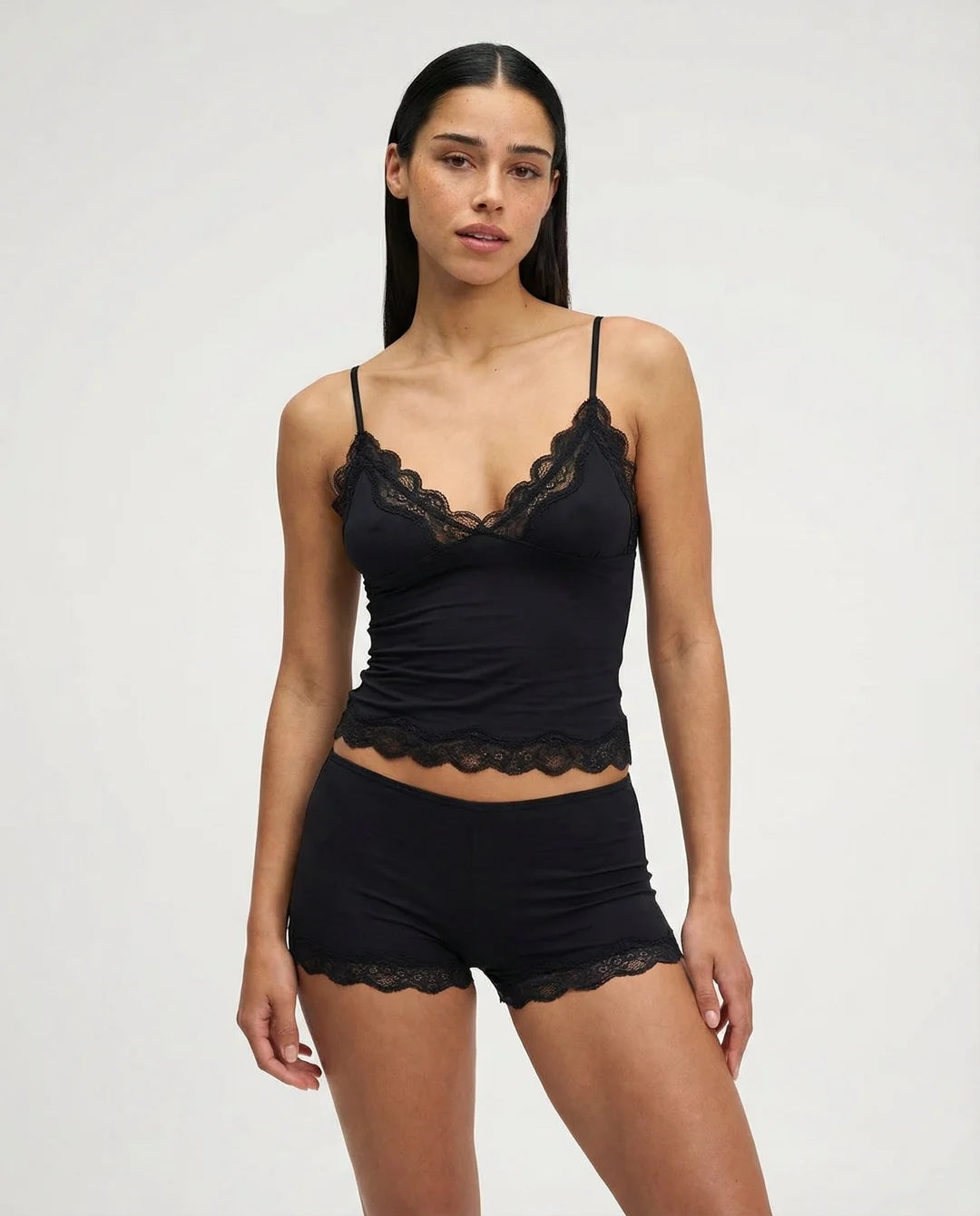 Lace Trim Cami &amp; Shorts Set