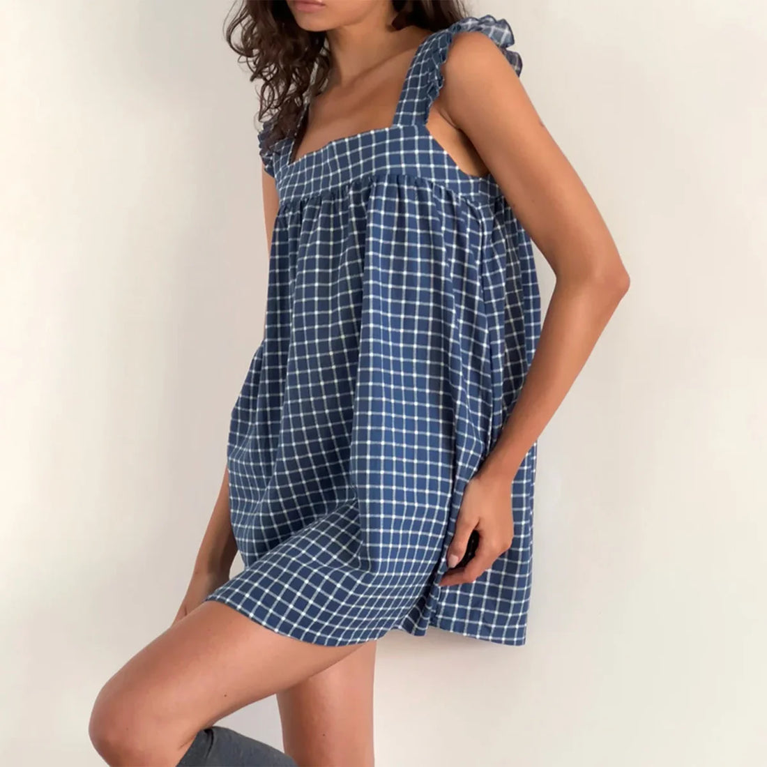 Women’s Square Neck Plaid Sundress