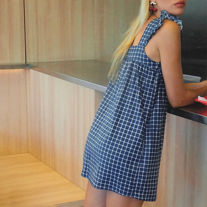 Women’s Square Neck Plaid Sundress